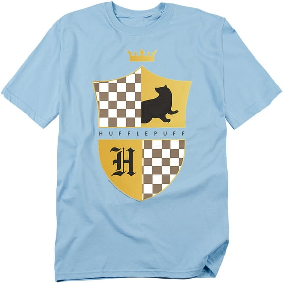 Harry Potter T-Shirt Hufflepuff Checkered Shield Crest Unisex Graphic Tee for Men & Women