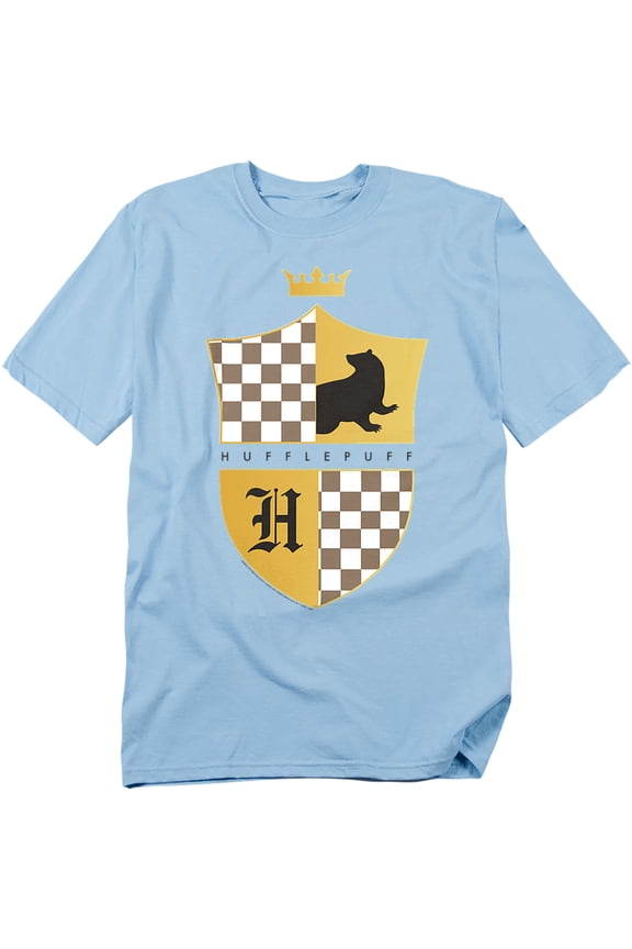 T-Shirt Hufflepuff Checkered Shield Crest Unisex Graphic Tee for Men & Women