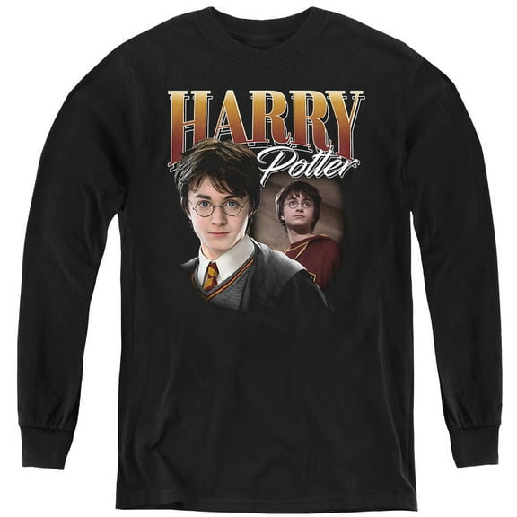 Harry Potter "The G.O.A.T" Homage Youth Long Sleeve T Shirt, Black, Medium