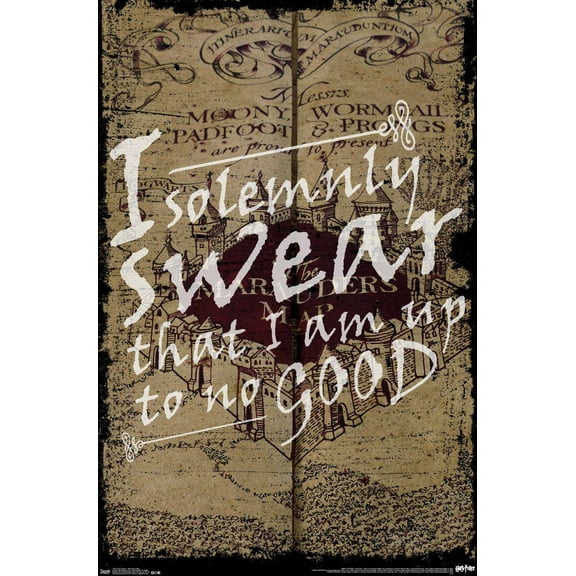 Harry Potter - The Marauder's Map - I Solemnly Swear Wall Poster, 14.725" x 22.375"