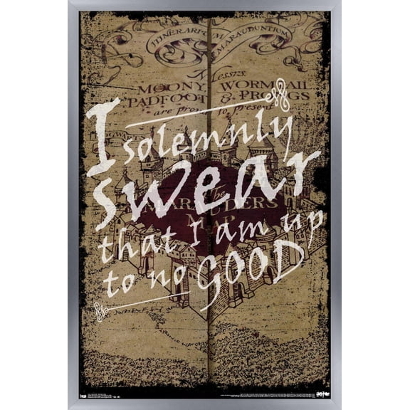 Harry Potter - The Marauder's Map - I Solemnly Swear Wall Poster, 22.375" x 34", Framed