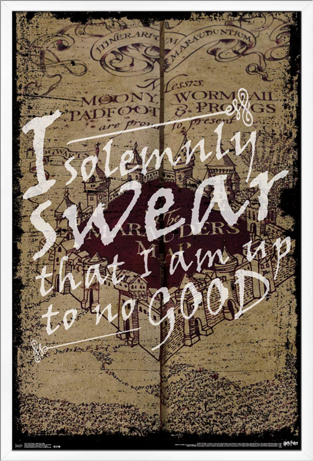 Harry Potter - The Marauder's Map - I Solemnly Swear Wall Poster, 22.375" x 34", Framed