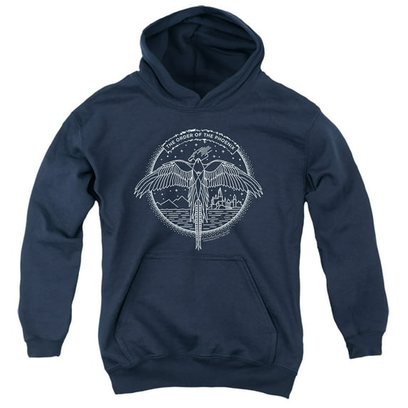 Harry Potter The Order Of The Phoenix Circle Line Art Kids Pull-Over Hoodie (X-Large) for Youth Boys and Girls, Navy