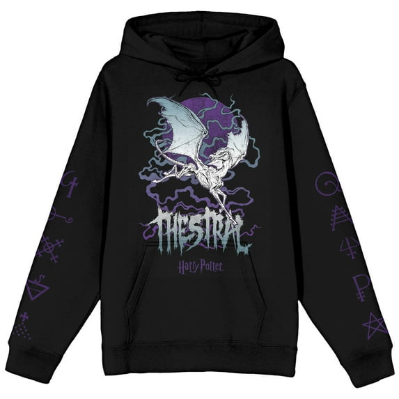 Harry Potter Thestral Seen By Death Long Sleeve Men's Black Hooded Sweatshirt-3XL