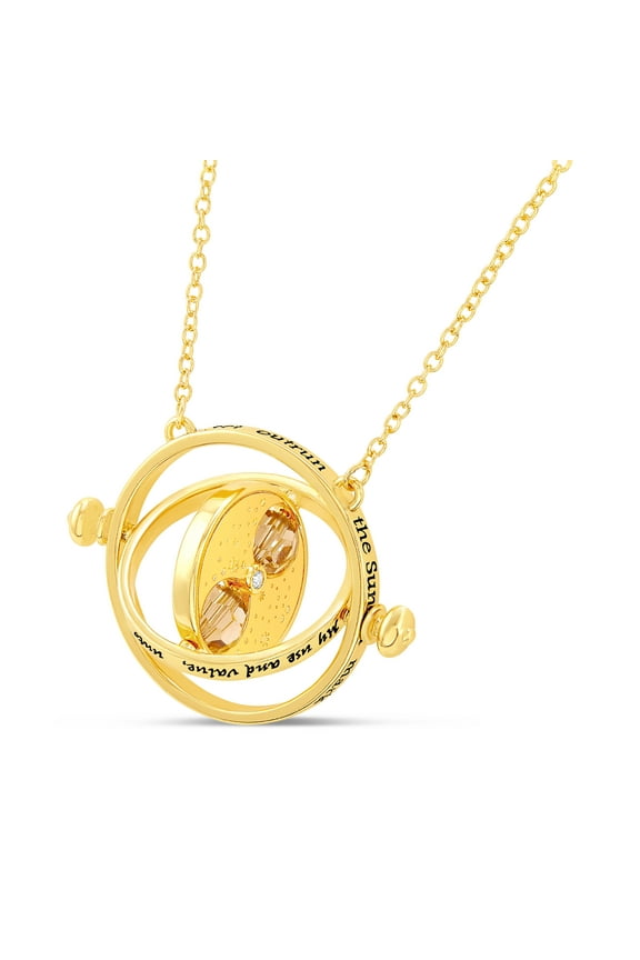 Time Turner Rotating Gold Plated Magical Hourglass 22" Necklace, Officially Licensed