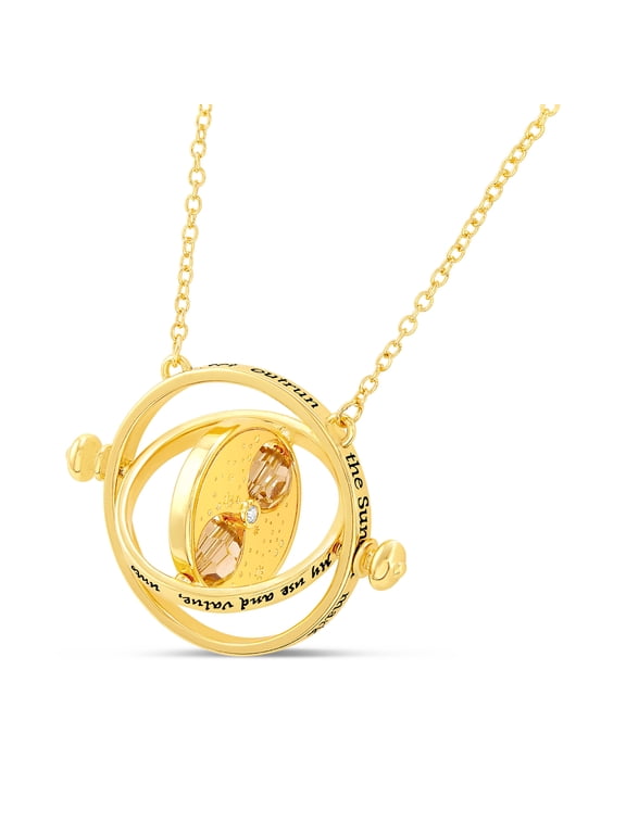 Time Turner Rotating Gold Plated Magical Hourglass 22" Necklace, Officially Licensed