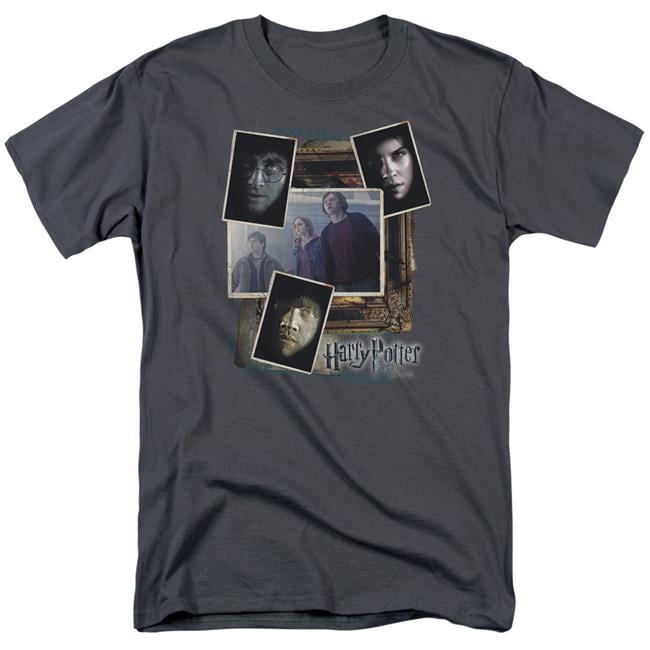 NEWGROOVE Harry Potter & Trio Collage Short Sleeve Adult 18-1 T-Shirt, Charcoal - Small