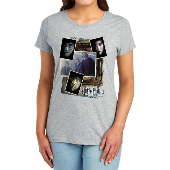 Harry Potter Trio Collage Women's T Shirt, Athletic Heather, X-Large