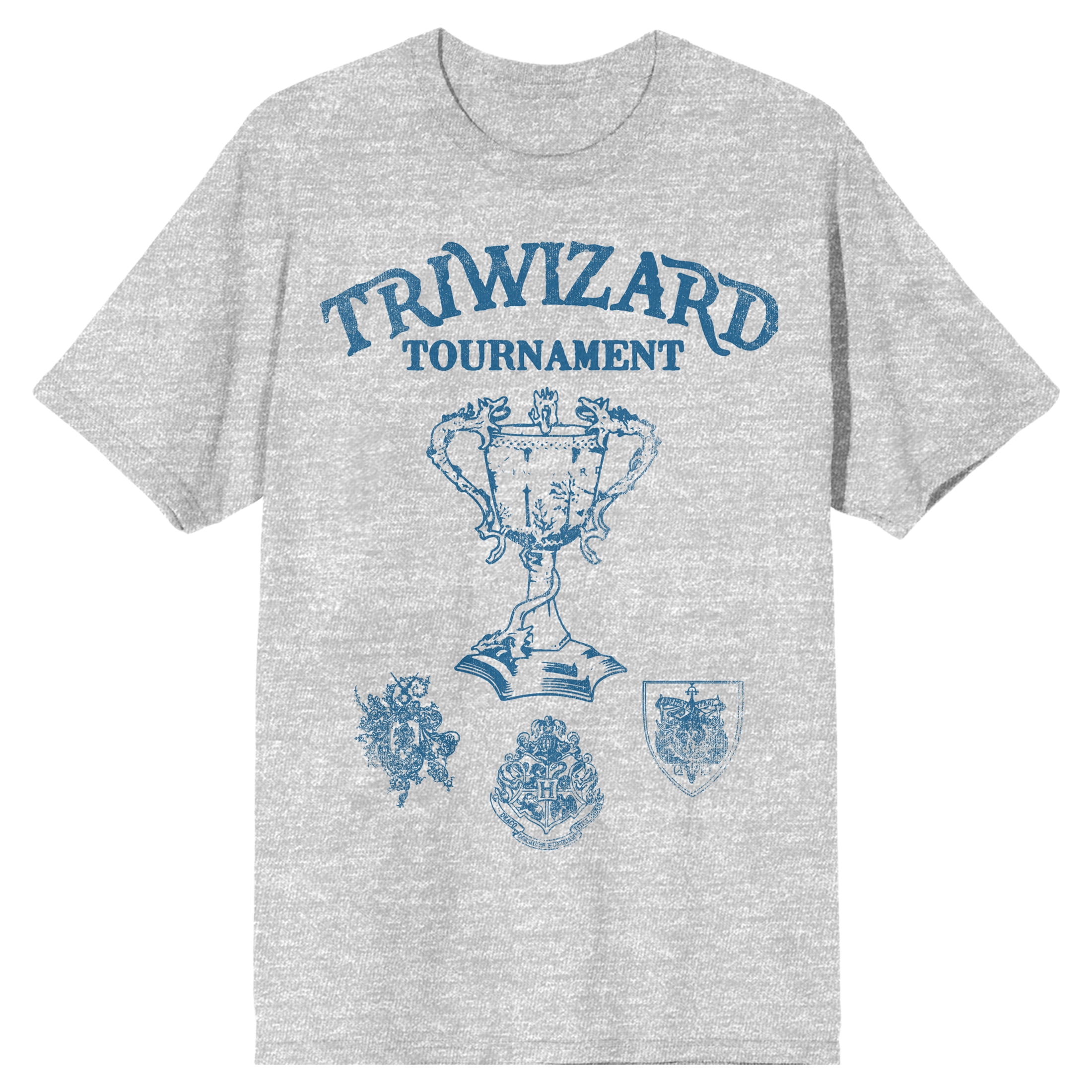 Harry Potter Triwizard Tournament Graphic Men's Athletic Heather Gray T- Shirt-XL