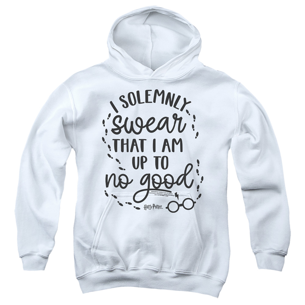Up To No Good 2 Kids Pull-Over Hoodie (Medium) for Youth Boys and Girls, White