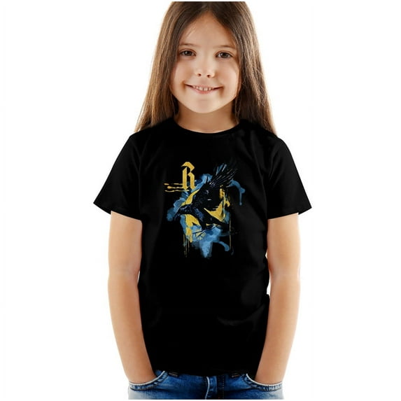 Harry Potter Urban Elegance Ravenclaw Raven Kids T Shirt (3) for Youth Toddler Boys and Girls, Black