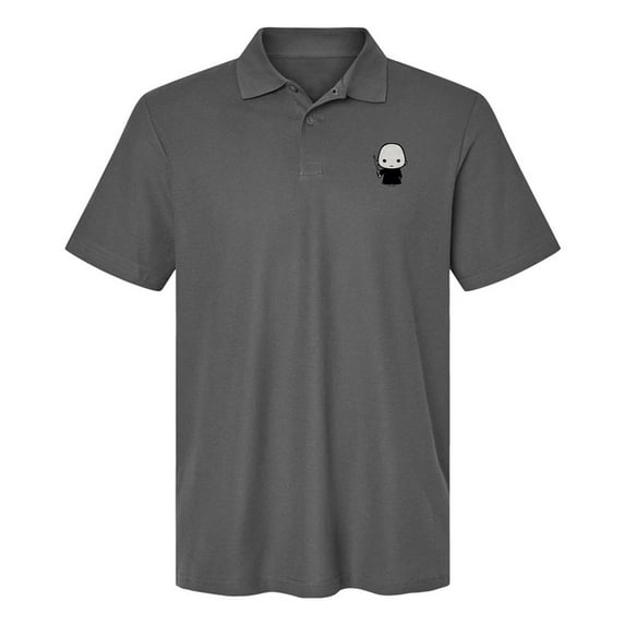 Harry Potter Voldemort Cute Chibi Character Cotton Polo Shirt, Charcoal, X-Large