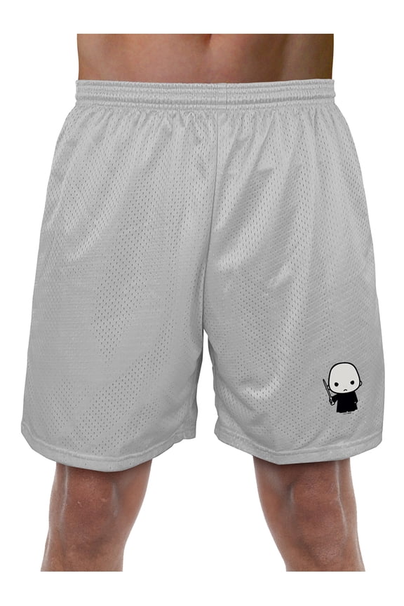Voldemort Cute Chibi Character Mens Lined Mesh Shorts, Silver, Medium