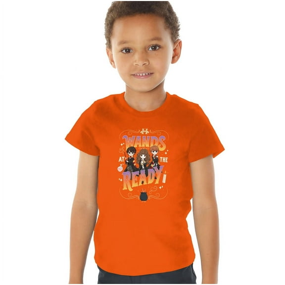 Harry Potter Wands at the Ready Kids T Shirt (4) for Toddler Boys and Girls, Orange