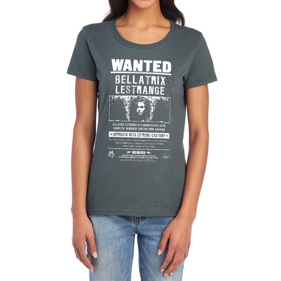 Harry Potter Wanted Bellatrix Women's T Shirt, Charcoal, X-Large