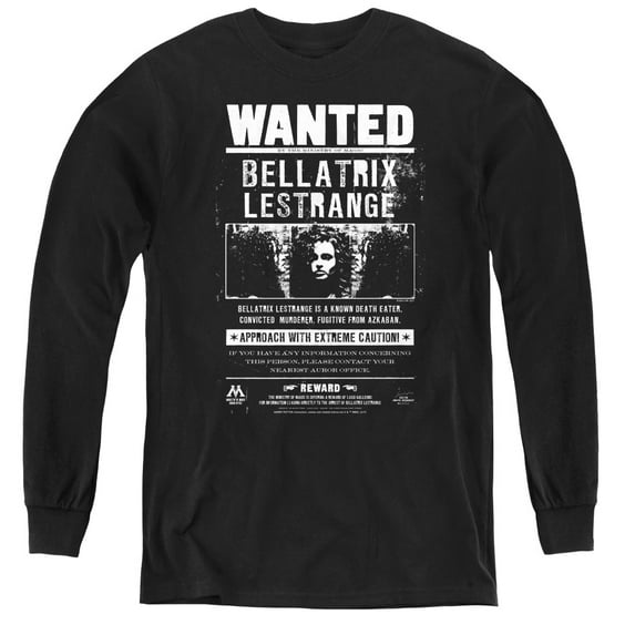 Harry Potter - Wanted Bellatrix - Youth Long Sleeve Shirt - X-Large