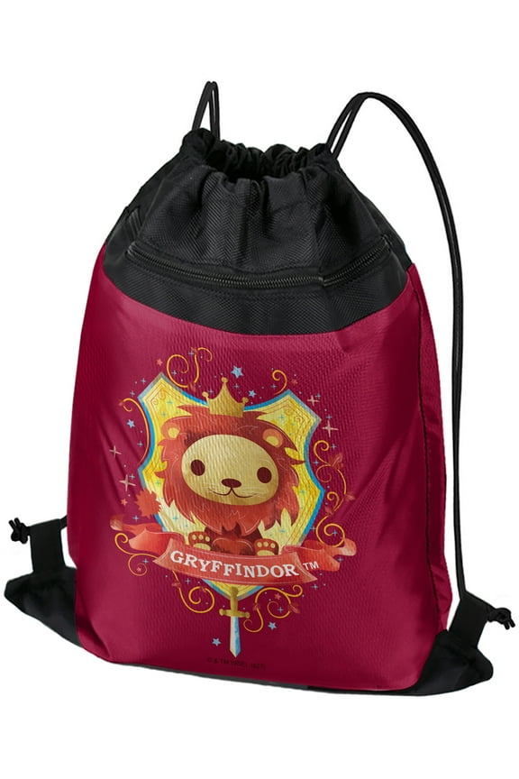Harry Potter Watercolor Gryffindor Crest Drawstring Backpack Sports Bag Sackpack 17" x 13", Perfect for Gym, Yoga or Practice