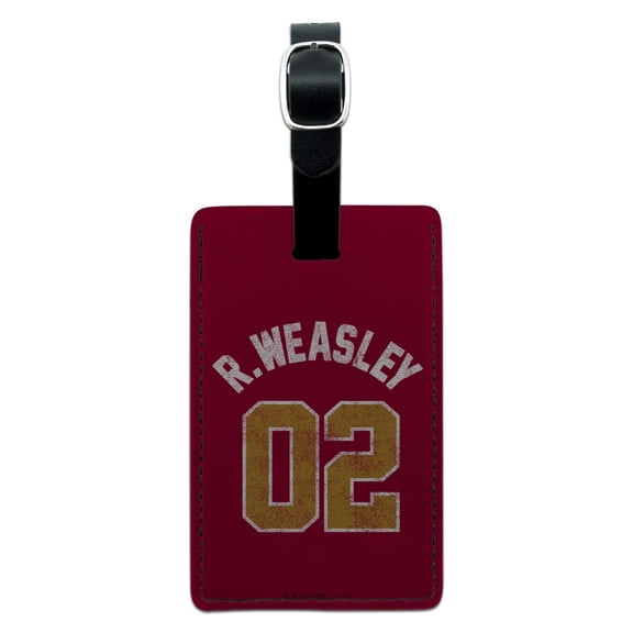 Harry Potter Weasley Jersey Rectangle Leather Luggage Card Carry-On ID Tag