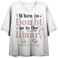 thumbnail image 1 of Harry Potter When In Doubt, Go To the Library Women's White Boyfriend Crop Tee-Small, 1 of 7