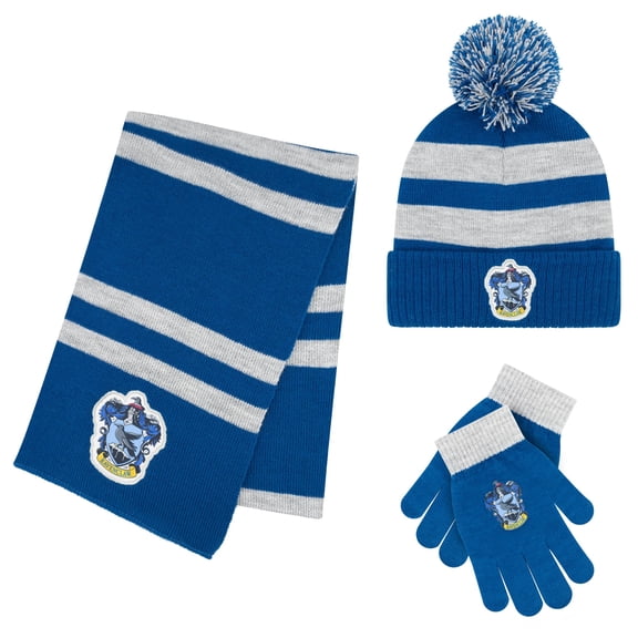 Harry Potter Winter Hat and Gloves with Set, Gryffindor, Slytherin, Hufflepuff, Ravenclaw, Winter Set 5-13 Year Olds