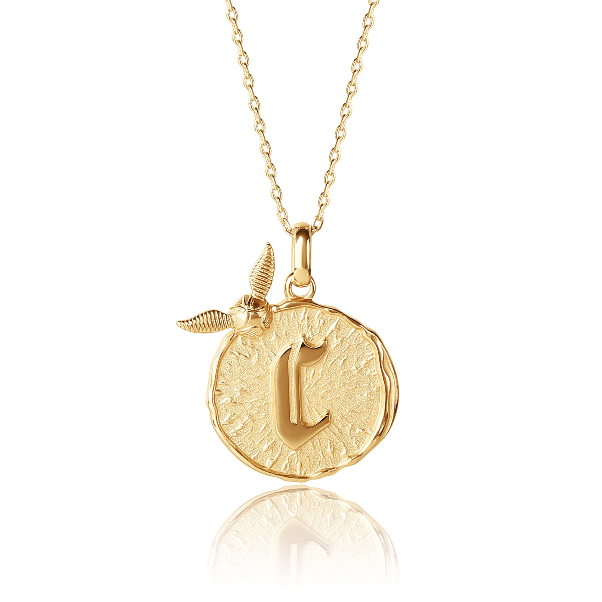 Harry Potter Wizarding World Golden Snitch Initial C Gold Plated Pendant Necklace, 18"