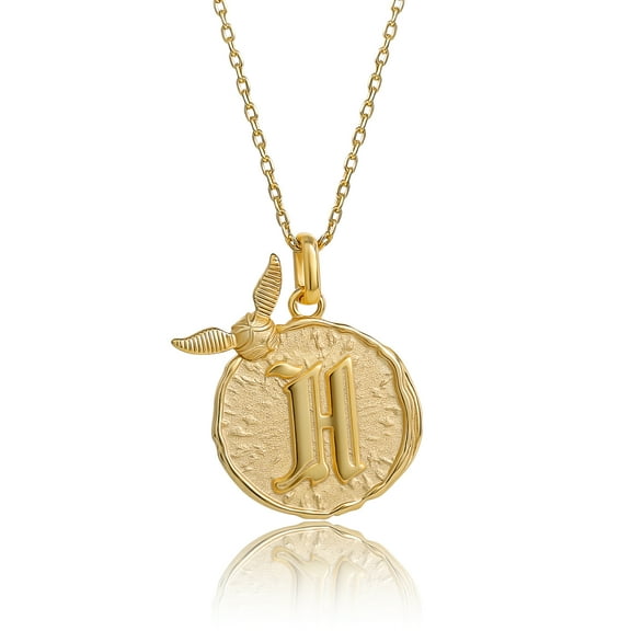 Harry Potter Wizarding World Golden Snitch Initial H Gold Plated Pendant Necklace, 18"