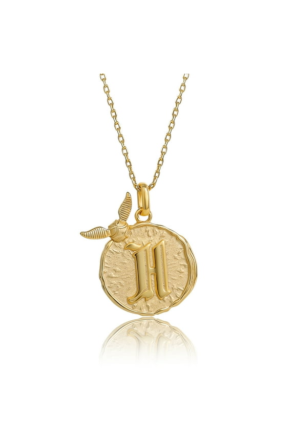 Wizarding World Golden Snitch Initial H Gold Plated Pendant Necklace, 18"