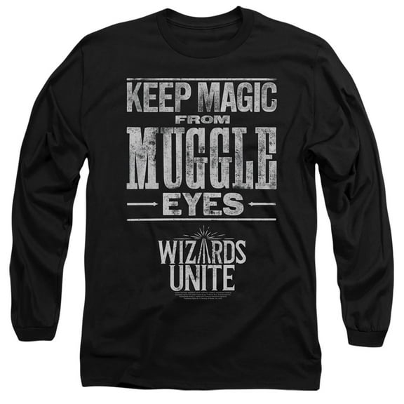 Harry Potter Wizards Unite Hidden Magic Long Sleeve Adult 18/1 T-Shirt Black