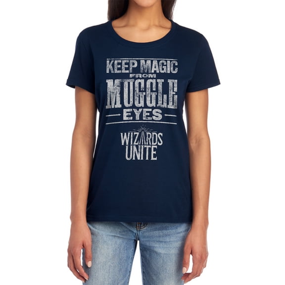 Harry Potter Wizards Unite Hidden Magic Women's T Shirt, Navy, Medium