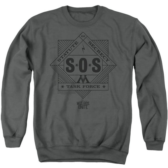 Harry Potter Wizards Unite Sos Task Force Adult Crewneck Sweatshirt Charcoal