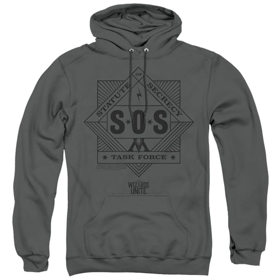 Harry Potter Wizards Unite Sos Task Force Adult Pullover Hoodie Sweatshirt Charcoal