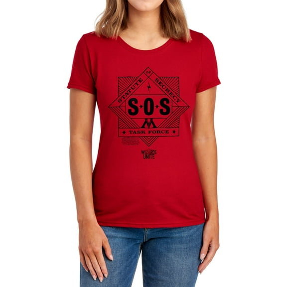 Harry Potter Wizards Unite Sos Task Force Women's T Shirt, Red, Large