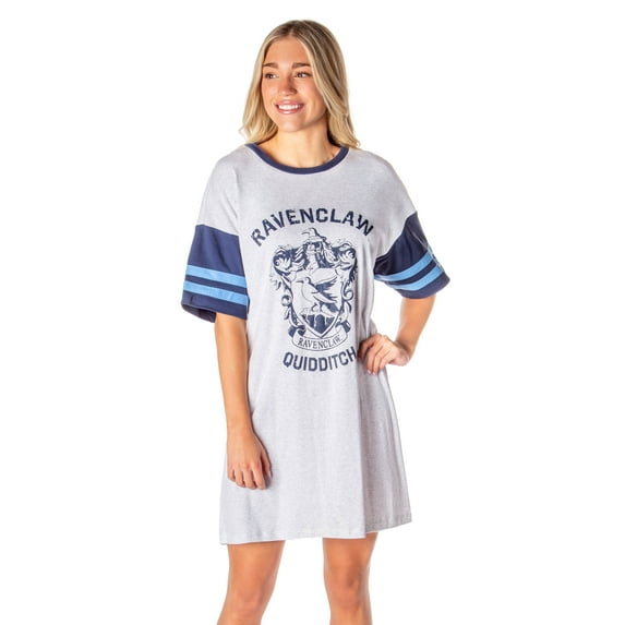 Harry Potter Womens' Hogwarts All Houses Jersey Nightgown Pajama Shirt - Gryffindor Slytherin Hufflepuff Ravenclaw