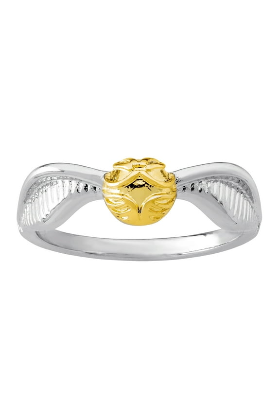 Women's Golden Snitch Silver Plated Two Tone Ring, Size 6