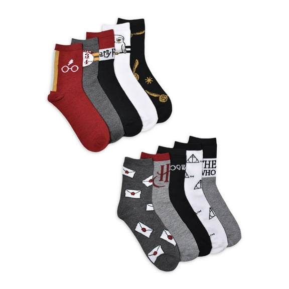 Harry Potter Women's Graphic Crew Socks, 10-Pack, Shoe Sizes 4-10