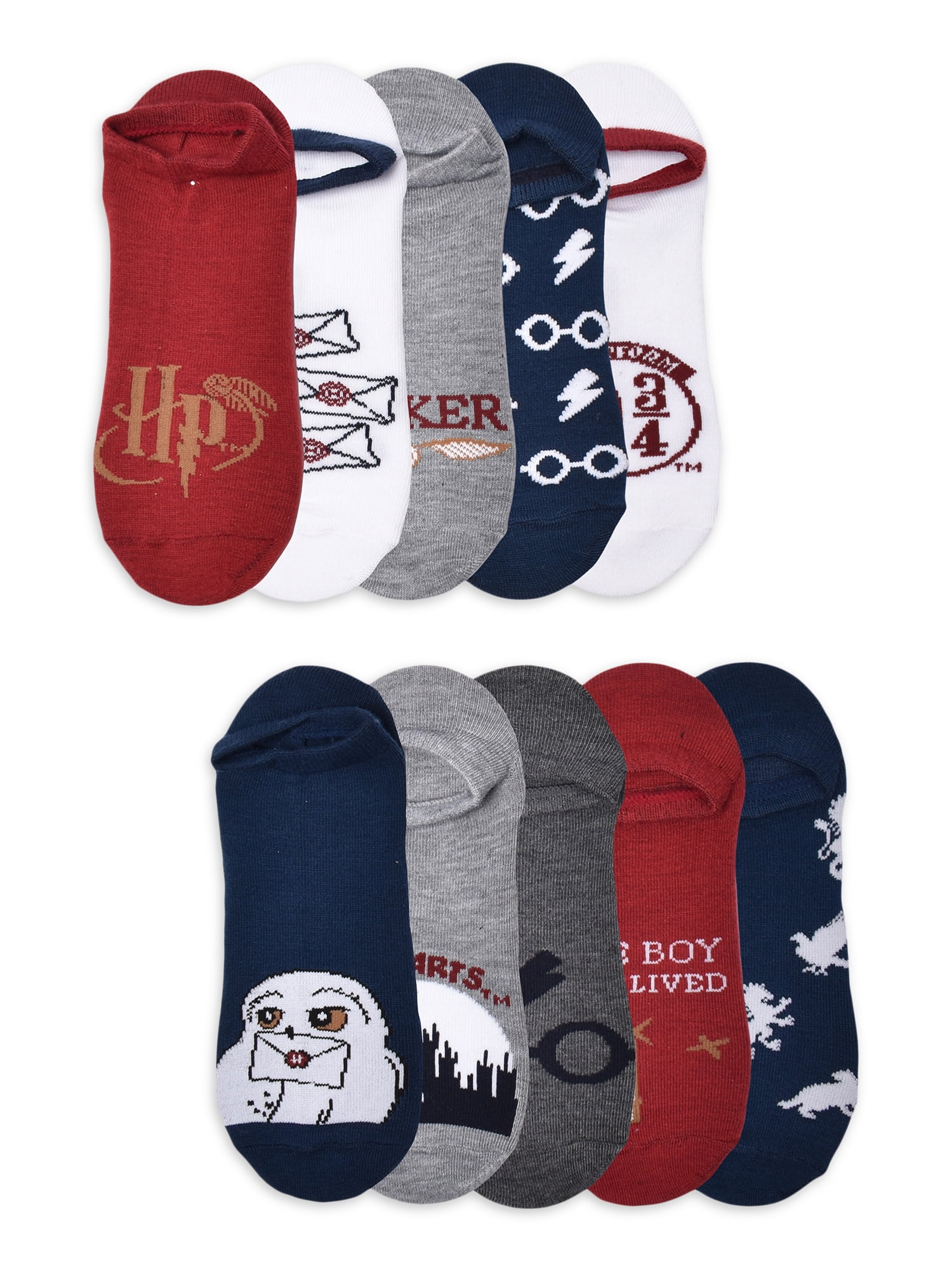 Harry Potter Women s Graphic Super No Show Socks 10 Pack Sizes 4 10