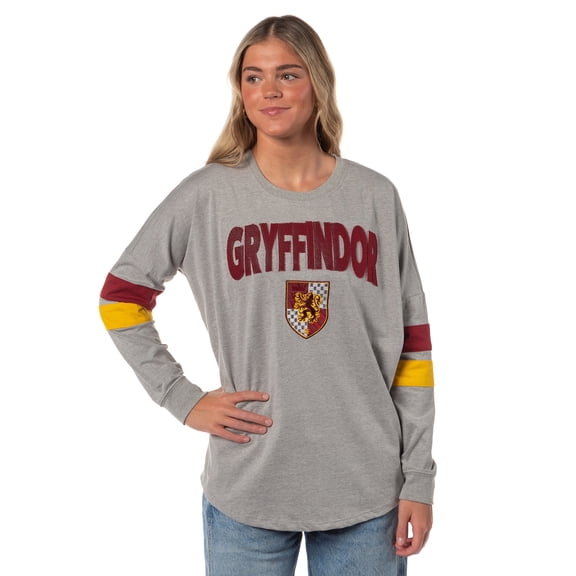 Harry Potter Gryffindor Lightweight Embroidered Varsity Jersey Pullover Long Sleeve Tops For Women