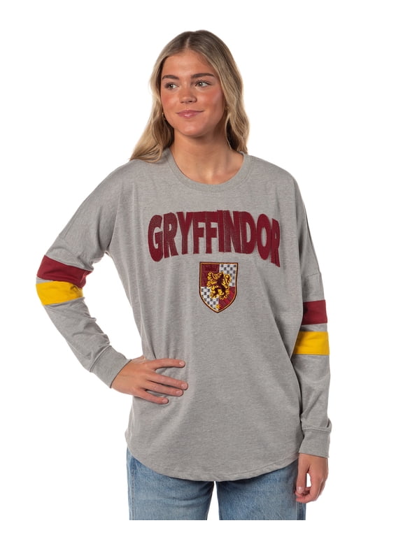Harry Potter Gryffindor Lightweight Embroidered Varsity Jersey Pullover Long Sleeve Tops For Women
