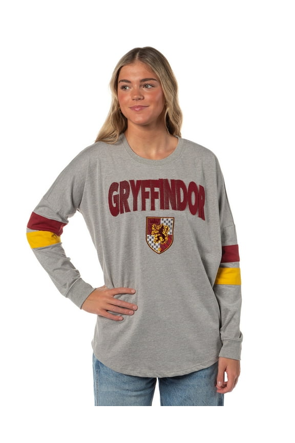 Harry Potter Gryffindor Lightweight Embroidered Varsity Jersey Pullover Long Sleeve Tops For Women