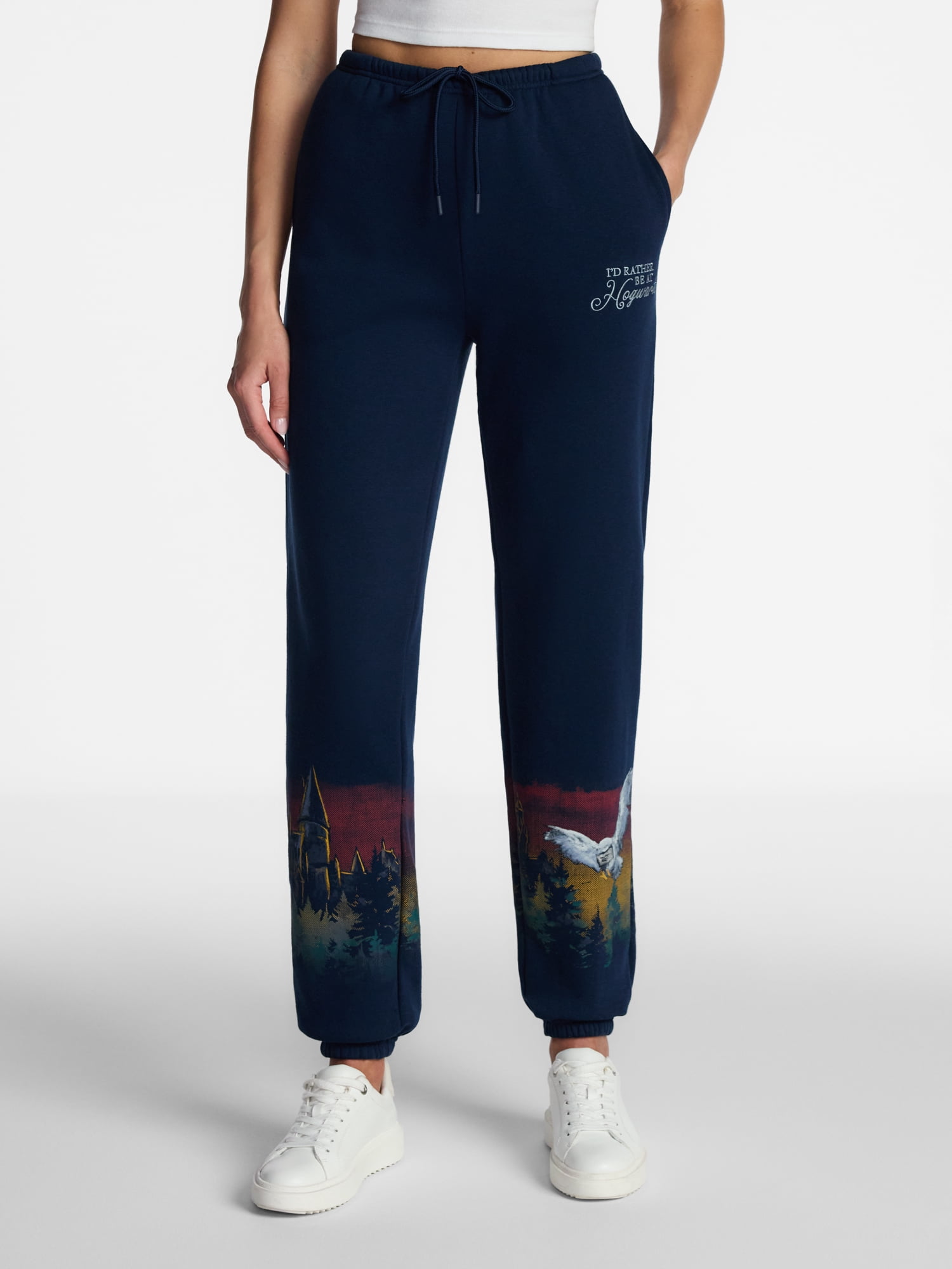 Harry Potter Women's Screenprint Drawstring Fleece Joggers, Sizes XXS-XXL