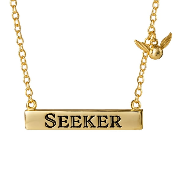 Harry Potter Women's Seeker with Golden Snitch Charm Bar Necklace