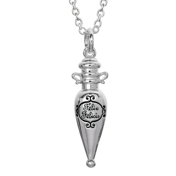 Harry Potter Women's Silver Plated Felix Felicis Potion Bottle Pendant Necklace, 18
