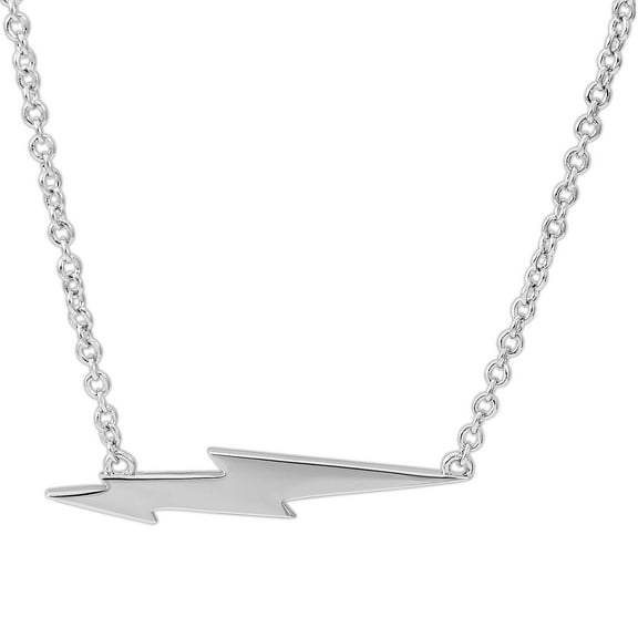Harry Potter Women's Silver Plated Lightning Bolt Pendant Necklace, 18" Chain