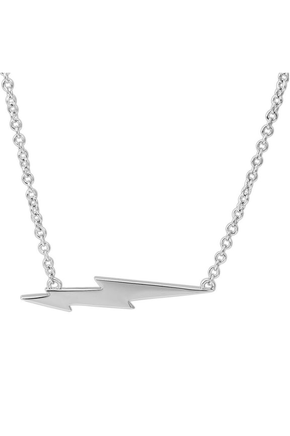 Women's Silver Plated Lightning Bolt Pendant Necklace, 18" Chain