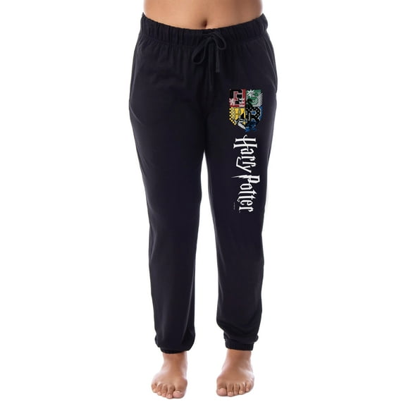 Harry Potter Womens' All Hogwarts House Crest Sleep Jogger Pajama Pants