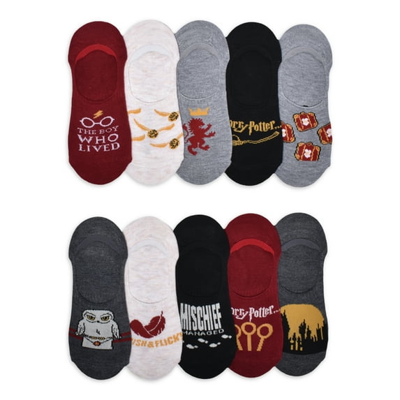 Harry Potter Womens' Graphic Liner Socks, 10-Pack, Sizes 4-10