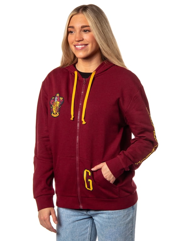 Harry Potter Womens Hogwarts Alumni House Crest Lightweight Zip-Up Hoodie