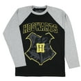 thumbnail image 1 of Harry Potter Womens' Hogwarts Crest Metallic Gold Long Sleeve Raglan T-shirt, 1 of 3