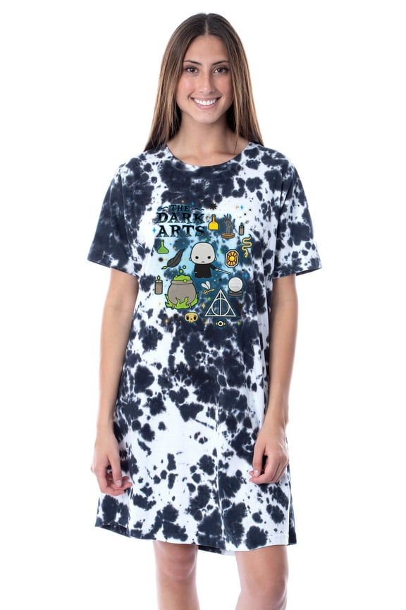 Harry Potter Womens' Lord Voldemort Nightgown Sleep Pajama Shirt Tie-Dye
