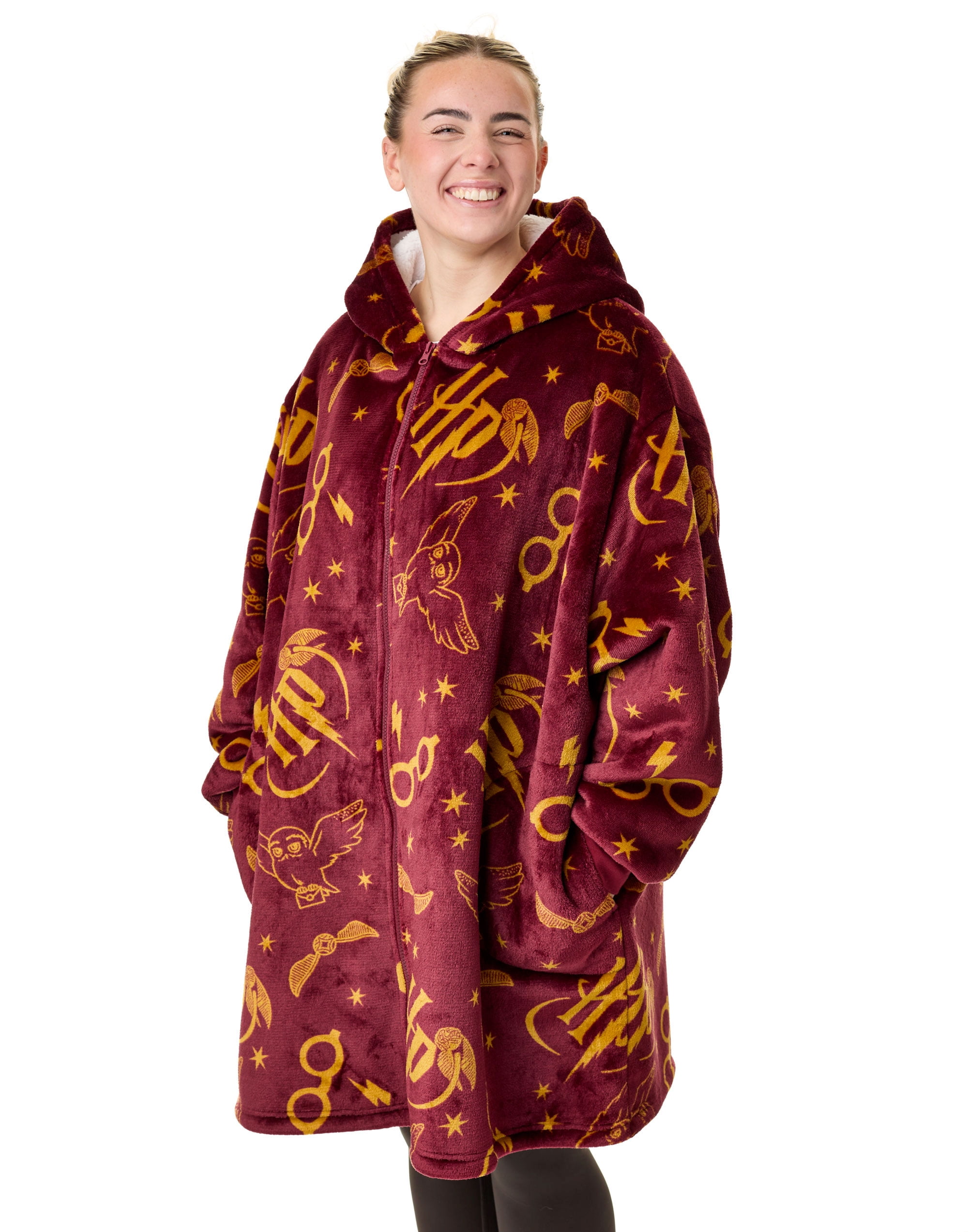 Harry Potter Womens Red Zip Through Blanket Hoodie